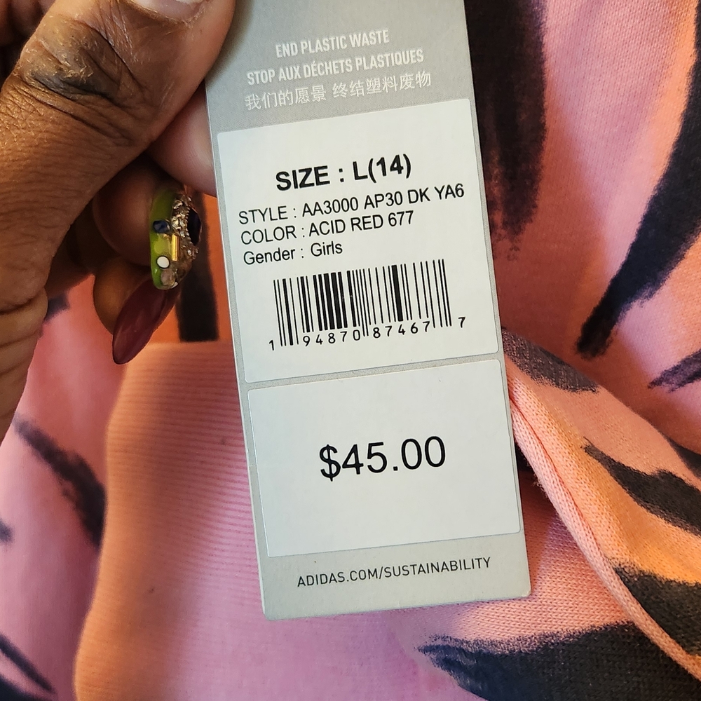 Adidas Pink and Black Tiger Stripe Sweatshirt - Picture 3 of 3